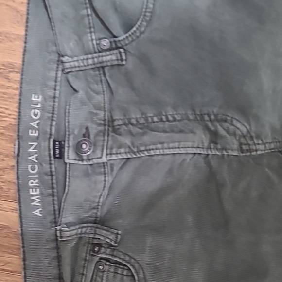 American Eagle Stretch Corduroy '90s Straight Pant Green / Gray Sz 14 - Picture 2 of 5